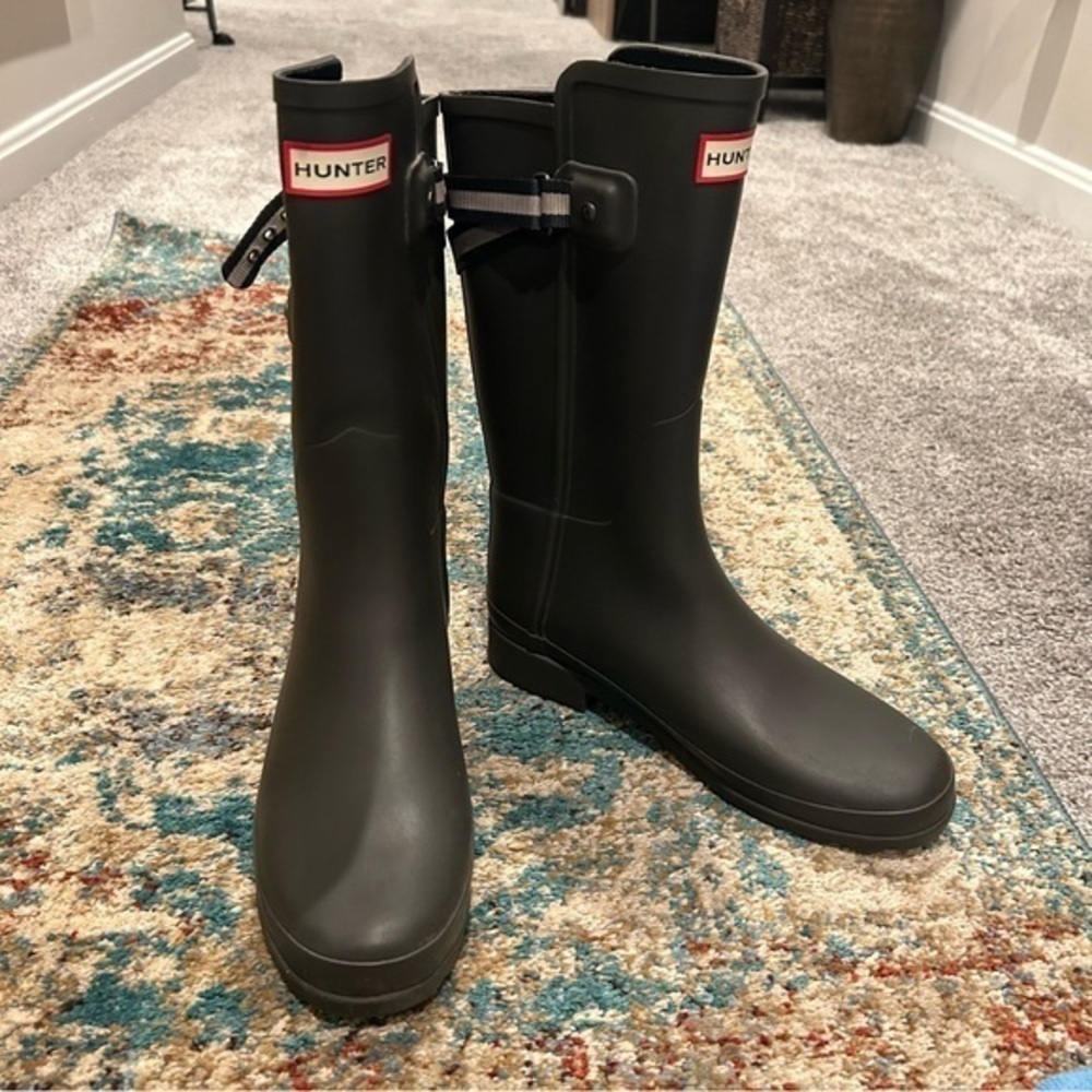 ✨ Hunter Original Refined Short Rain Boots charcoal gray - 8 - worn 5x RARE 🔥 - Picture 5 of 11
